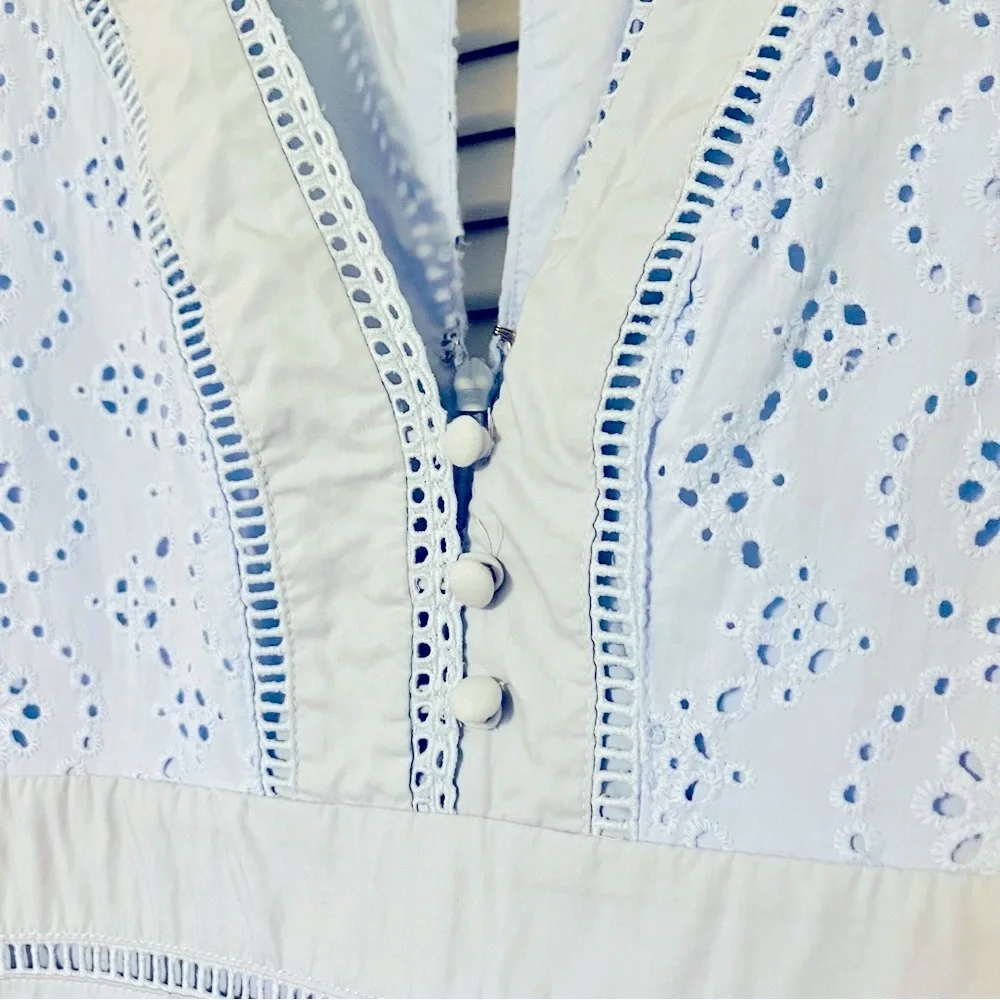 Banana Republic Light Blue Eyelet Long Sleeve Dress - Picture 7 of 13